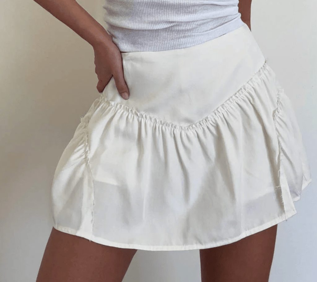 Claire Skirt | White Mid Waist Skort - Garms