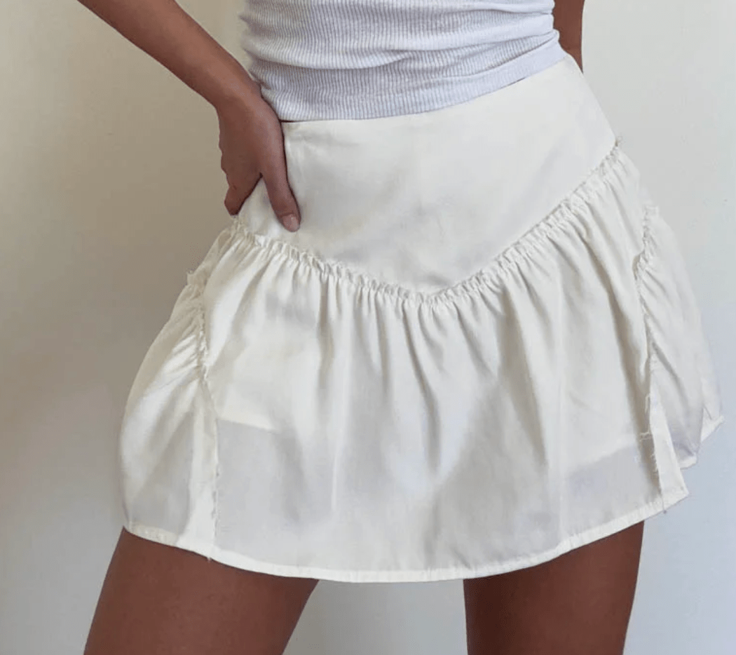 Claire Skirt | White Mid Waist Skort - Garms