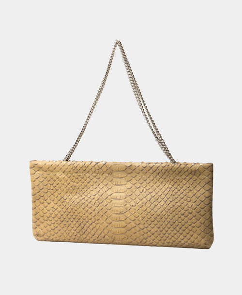 DeGroot Handbags | Beige Crocodile Leather Clutch Shoulder Bag