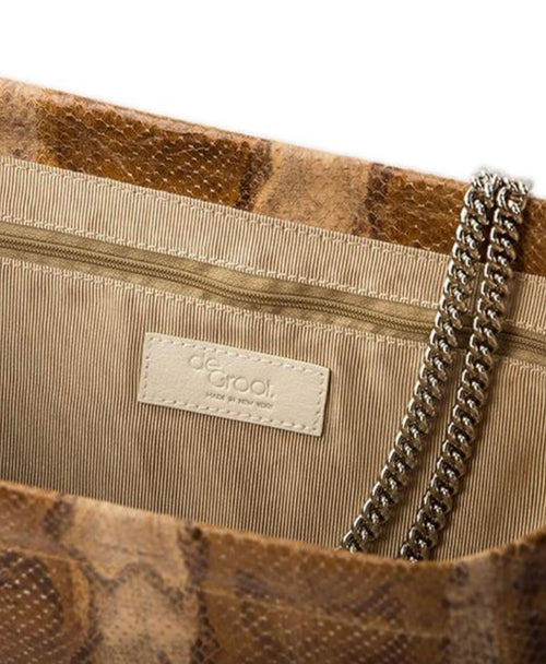 DeGroot Handbags | Brown Snake Leather Clutch Shoulder Bag