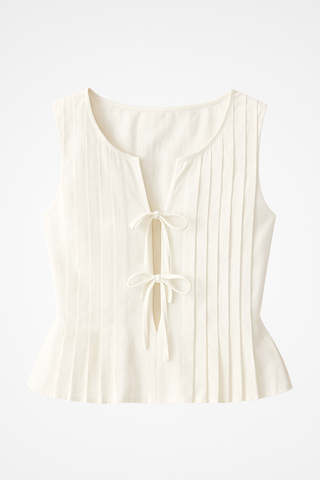 Lucy Top | Pleated Bow Front White Top