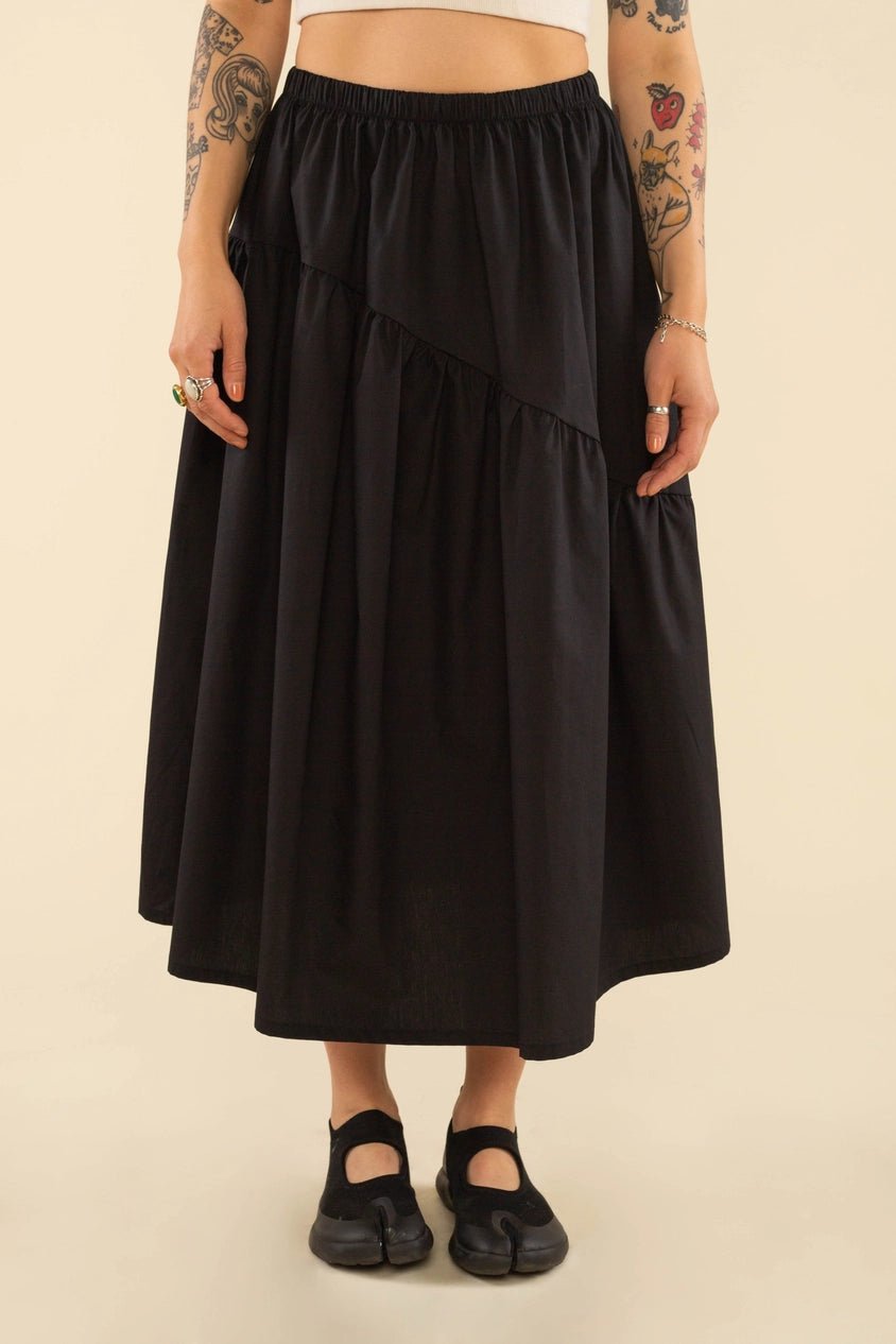 Emma Skirt | midi skirt with asymmetrical yoke - Garms