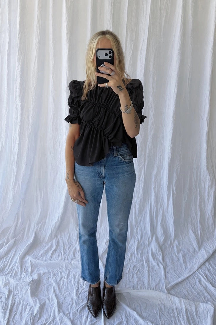 Chapman Shirt | Asymmetric Ruffle Texture Top