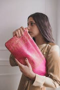 DeGroot Handbags | Pink and Gold Crocodile Leather Clutch Shoulder Bag