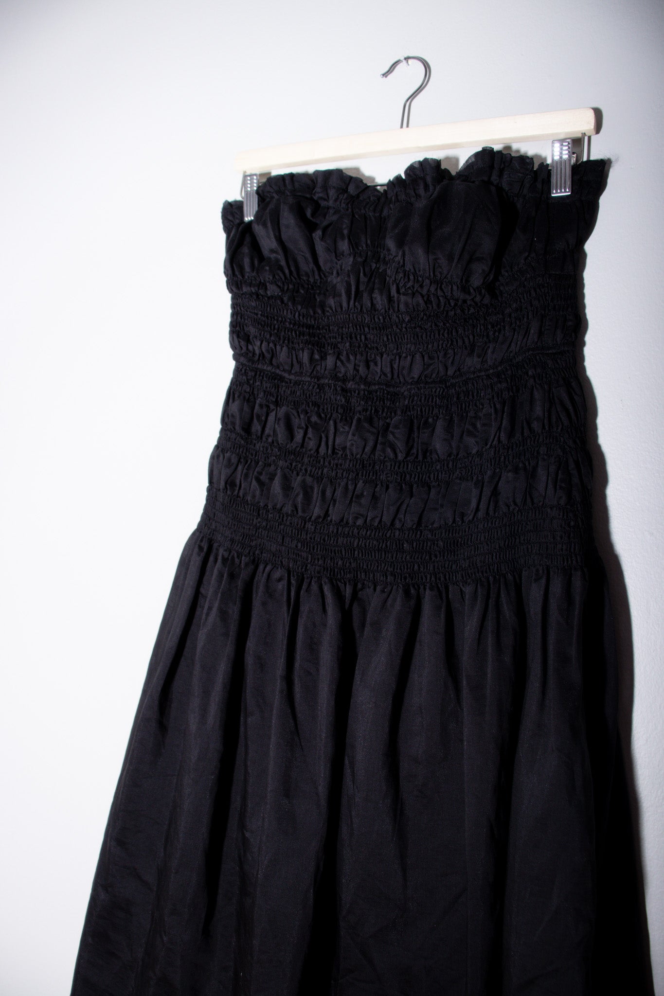 Josephine Dress | Strapless Shirred Bodice Drop Waist Midi Dress - Garms