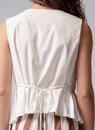 Lucy Top | Pleated Bow Front White Top - Garms