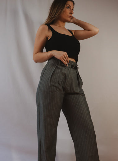 Lydia Trouser | Pinstripe Straight Leg Pants - Garms