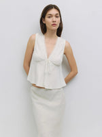 Meilin Tank Top | Dainty Feminine Silhouette with Lace Trim and Tie Detail - Garms