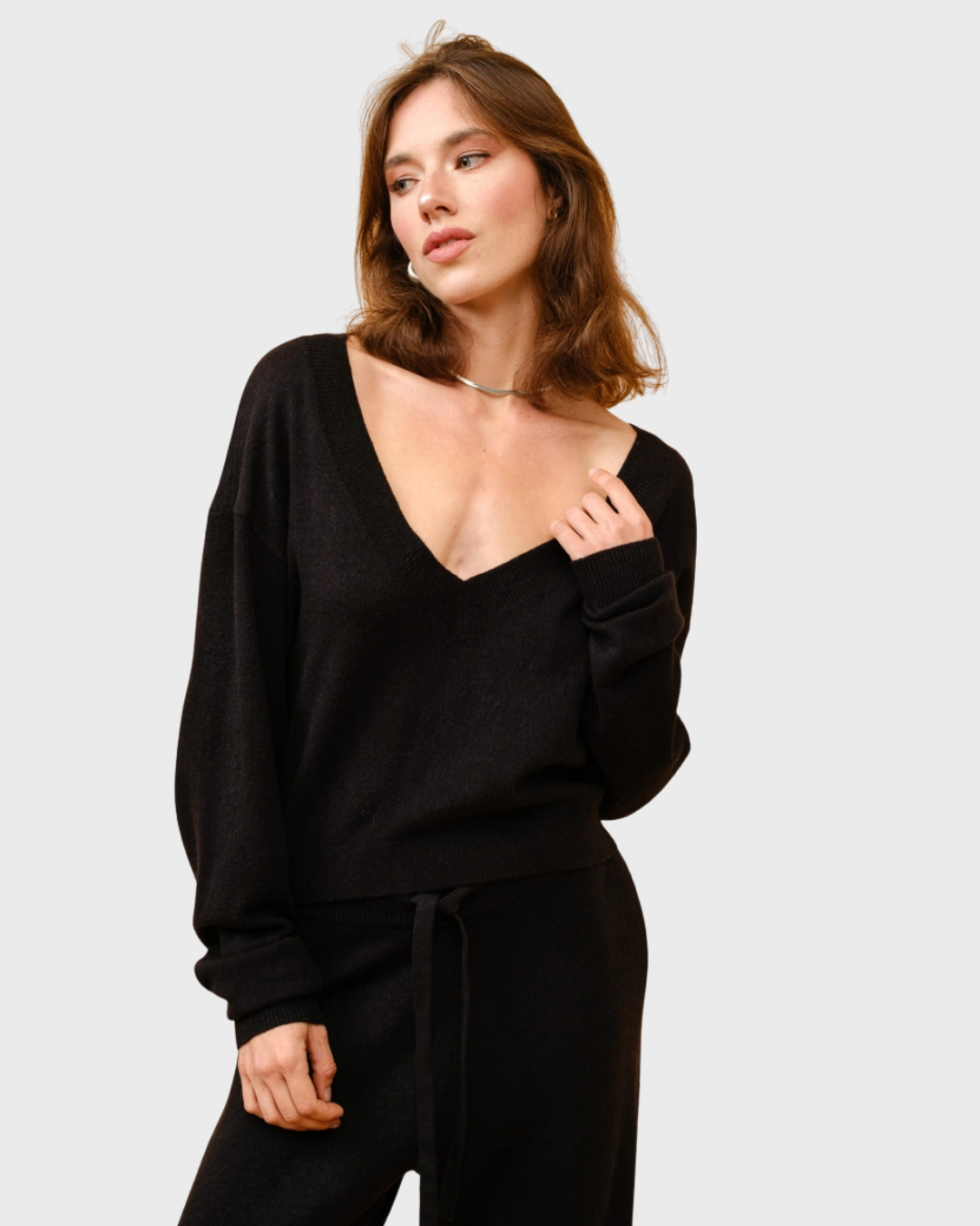 Charlotte Sweater | Deep Vneck Sweater