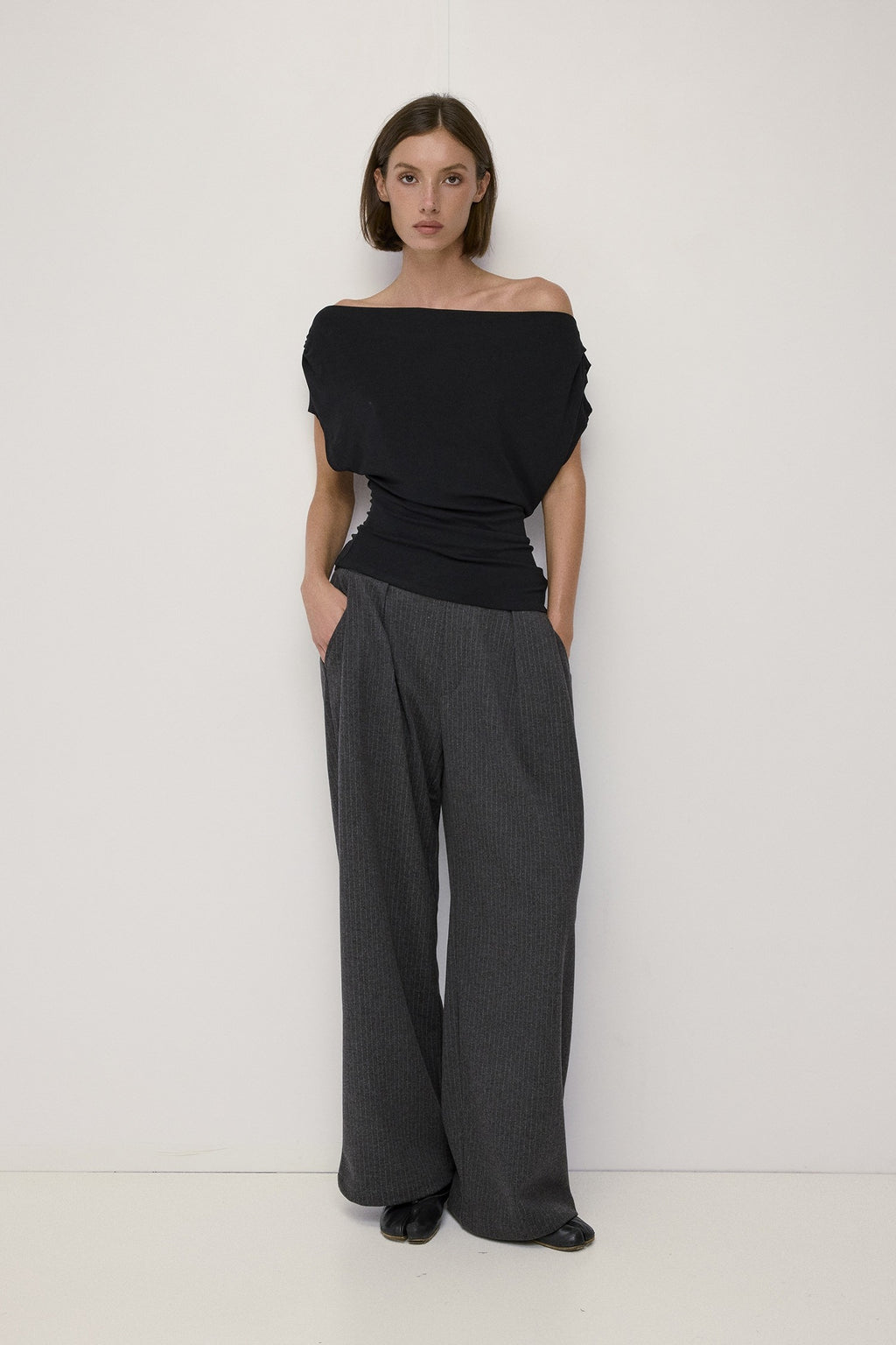Off The Shoulder Black Knit Top