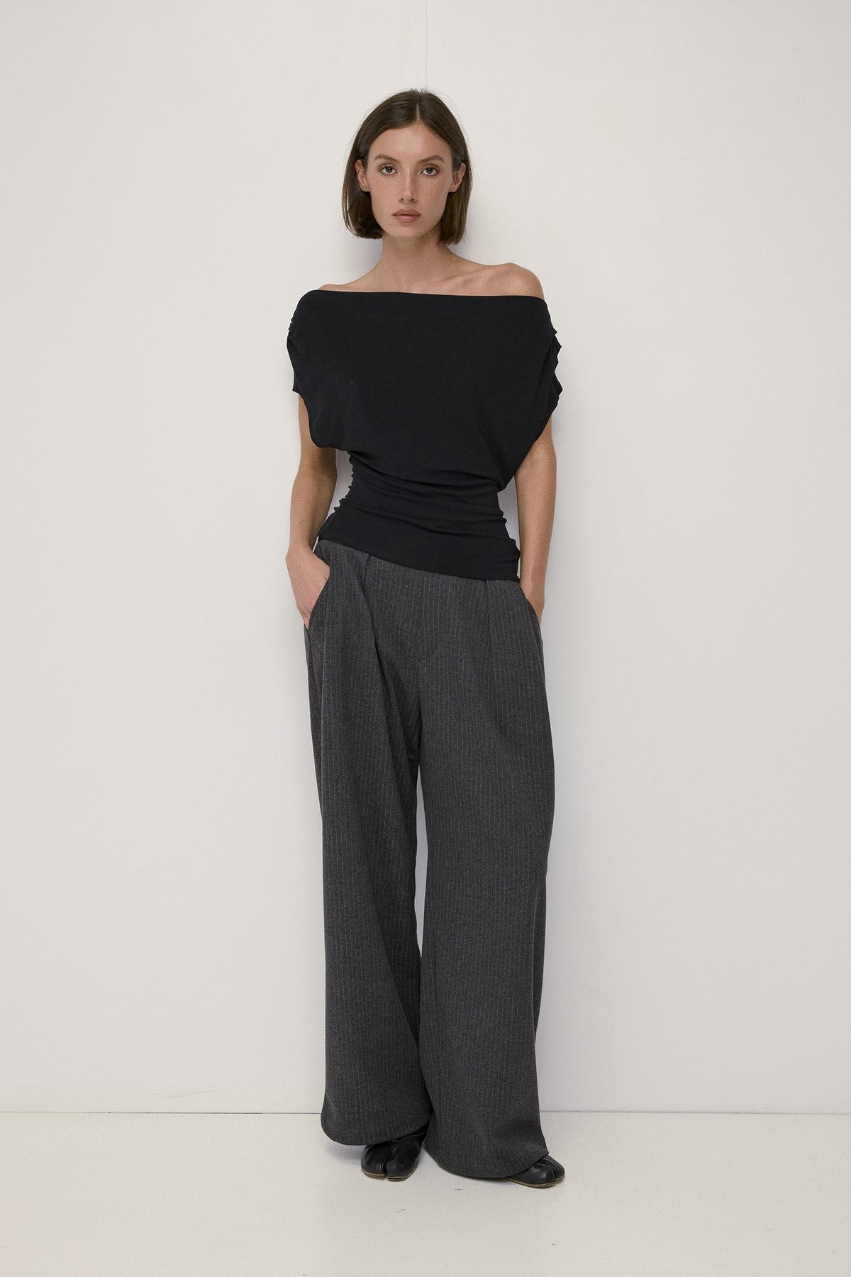 Off The Shoulder Black Knit Top