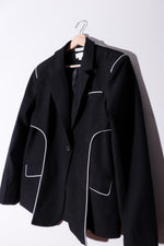 Veronica Blazer | Black Lapel Blazer with Trim Contrast - Garms